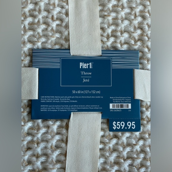 Pier 1 Gold Throw Blanket NEW - Picture 3 of 8